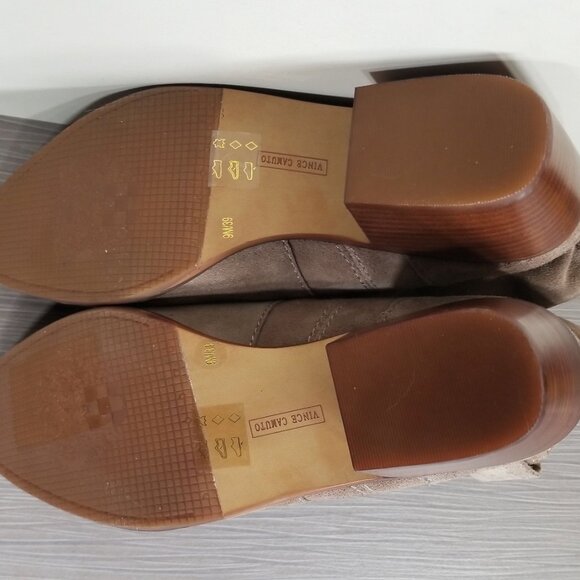 Vince Camuto Maves Stacked Heel Bootie, Tan Suede, Womens Size 9 M / 39 - Picture 11 of 14